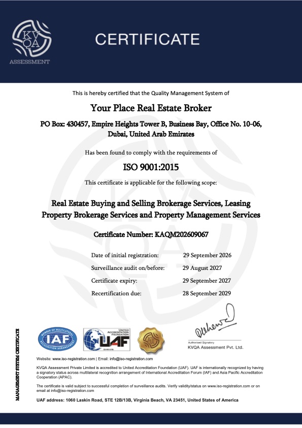 ISO 9001:2015 certificate KAQM202609067 issued by KVQA Assessment